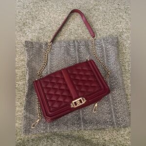 Rebecca Minkoff Elegant Burgundy Quilted Shoulder Bag